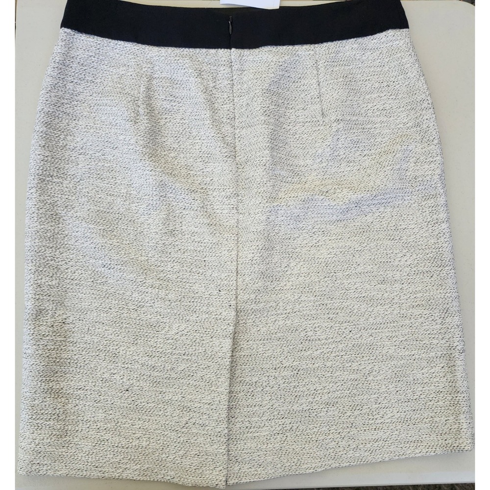 NWT Banana Republic Ivory Tweed Pencil Skirt Black Banded Waist Women's Size 10 - Picture 5 of 7